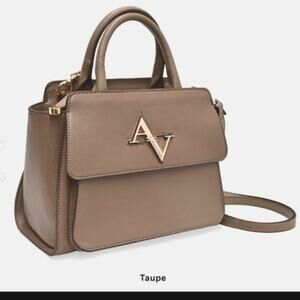 Adrienne Vittadini The Emily Collection Medium Satchel Womens Taupe Handbag New